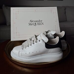 Alexander McQueen women’s White Sneakers with Black Accents